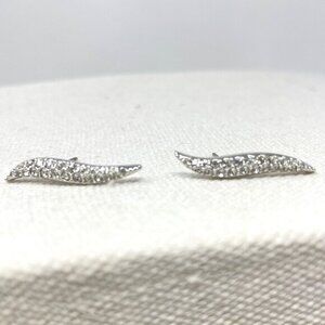 Swarovski‎ Signed S-Curve Earrings Pave Crystal 80s Vintage Silver-Tone Classic